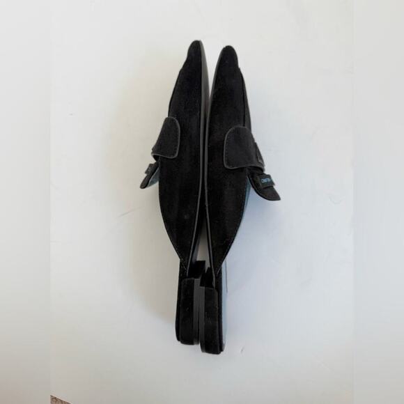 Prada Black Suede leather logo slip on slide loafer mules EU 37 - Picture 5 of 10